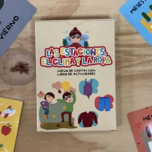 Cartas de aprendizaje Las Estaciones, El Clima y La Ropa Juego de Cartas Con Lobro de Actividades