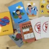 Cartas de aprendizaje Las Estaciones, El Clima y La Ropa Juego de Cartas Con Lobro de Actividades