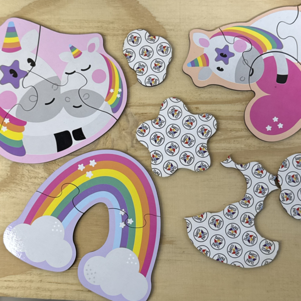 Rompe Cabezas Unicornios 3 y 4 Piezas de Madera