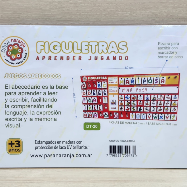 Tablero con Letras y Pizarra Madera